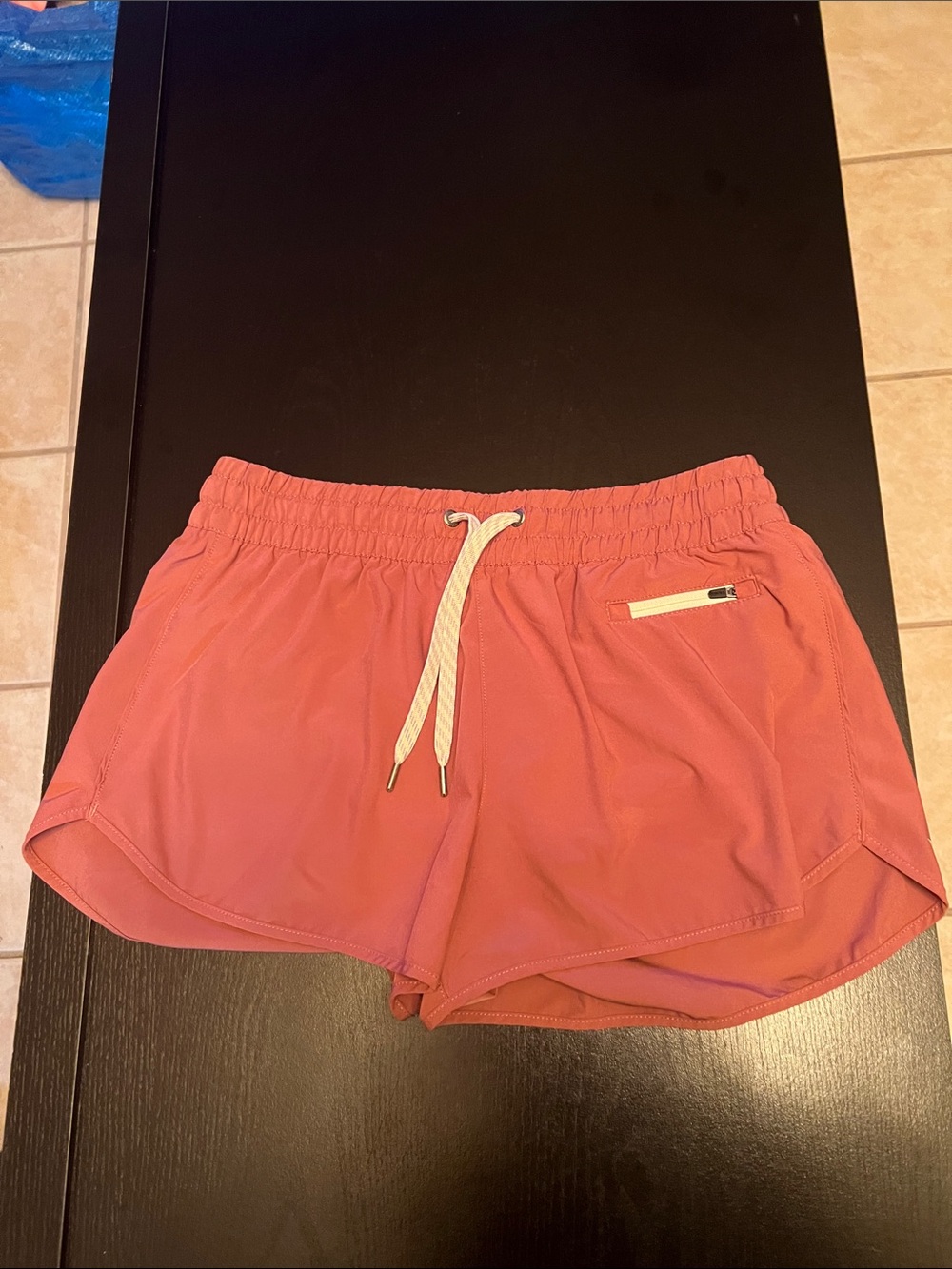 Vuori Women's Coral-Red Athletic Running Shorts with Drawstring